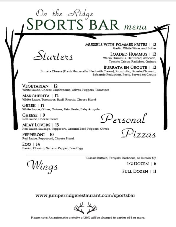 Juniper Ridge Restaurant and Saloon Menu image 1