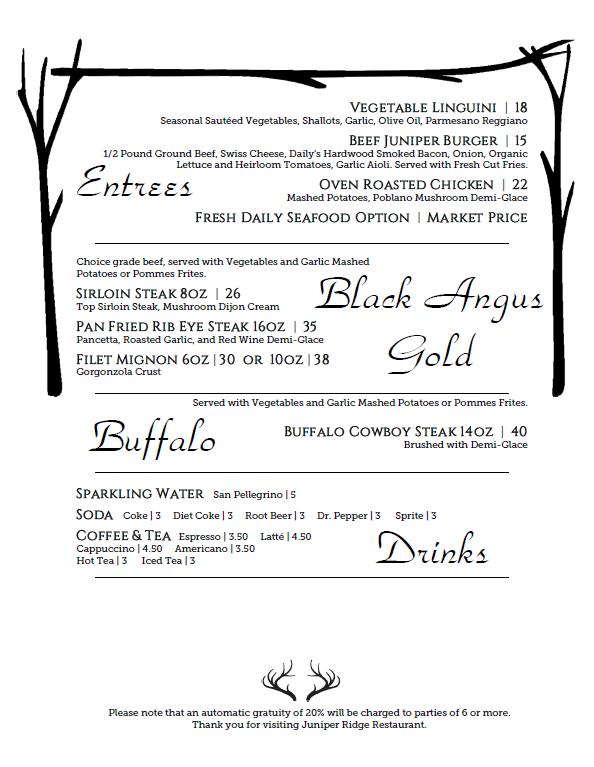 Juniper Ridge Restaurant and Saloon Menu image 3